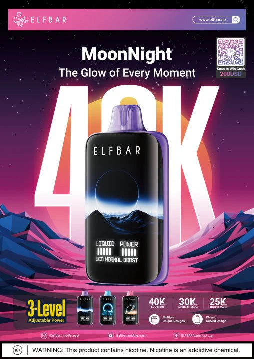 Buy Elfbar MoonNight 40000 40K Puffs Disposable Vape (All Flavours) Online | Express Delivery in Hyderabad