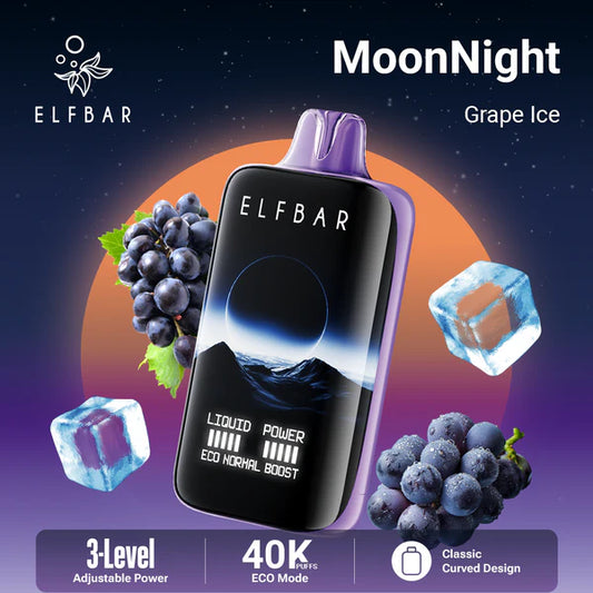 Buy ELFBAR MoonNight 40000 40K Puffs Disposable Vape Grape Ice Online | Express Delivery in Hyderabad