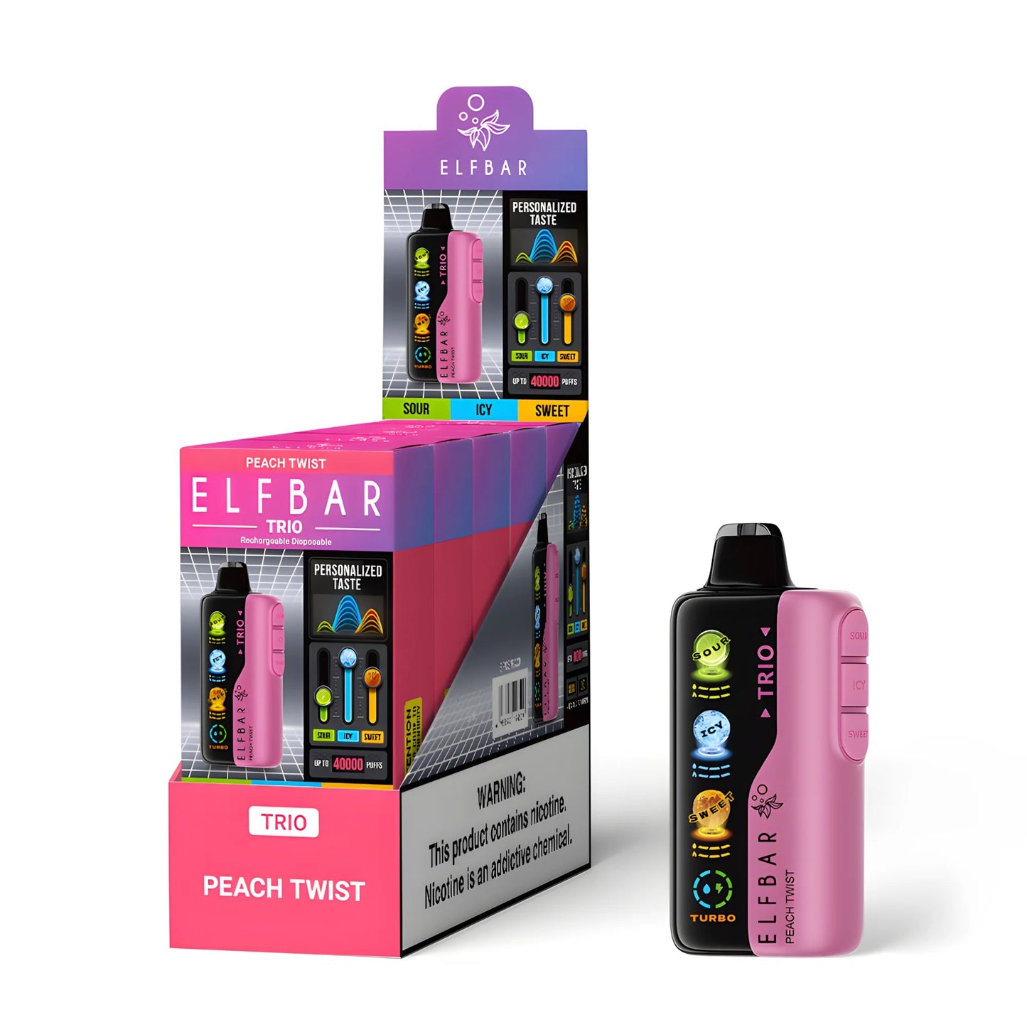 Buy Elfbar Trio 40K 40000 Rechargeable Device | Quad Mesh Coil | Triple Flavour Mode | Express Delivery in Hyderabad