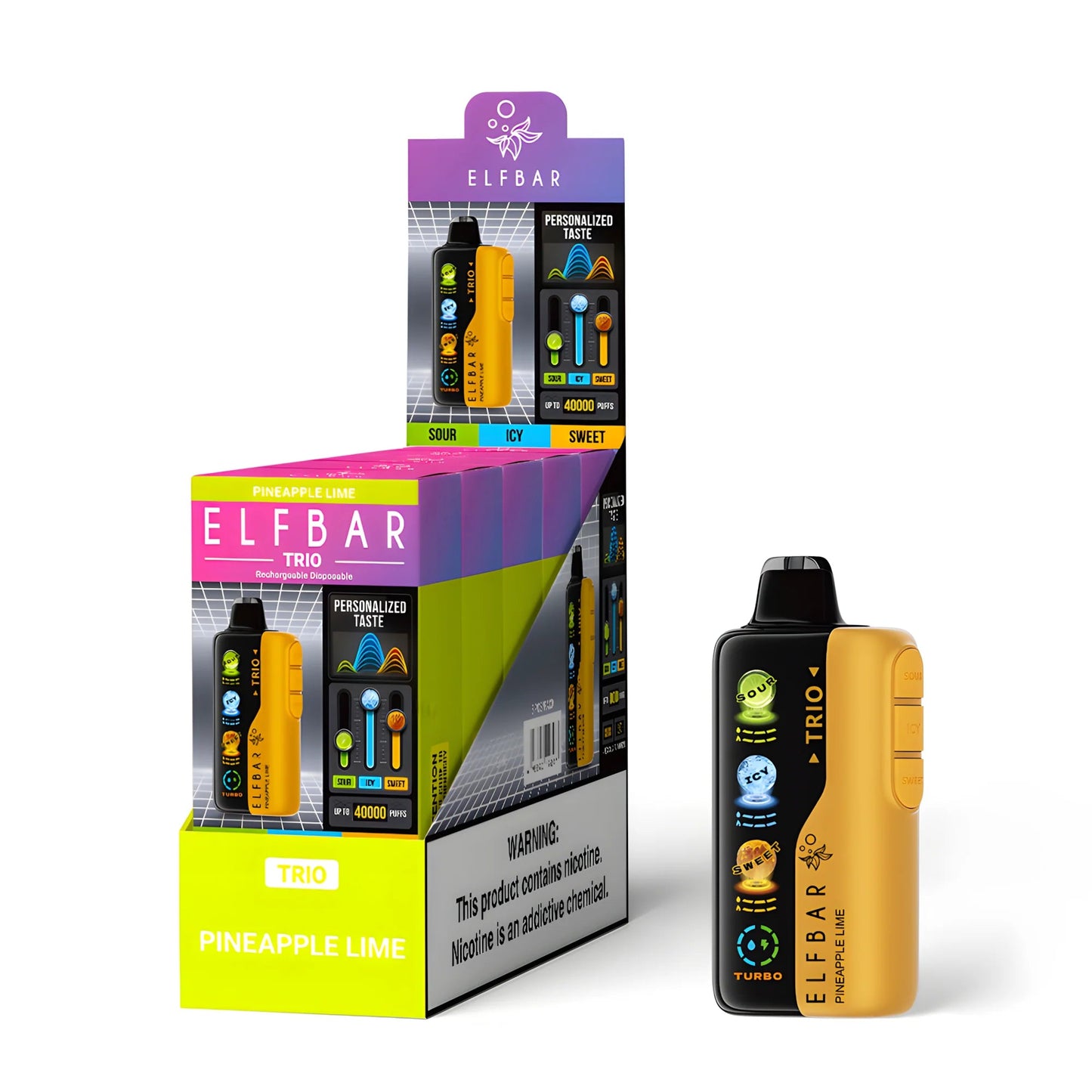 Buy Elfbar Trio 40K 40000 Rechargeable Device | Quad Mesh Coil | Triple Flavour Mode | Express Delivery in Hyderabad